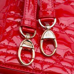 Pre Owned Dior Red Mini Patent Cannage Lady Dior