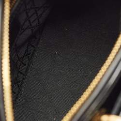 Pre Owned Dior Black Cannage Patent Leather Medium Lady Dior Tote
