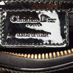 Pre Owned Dior Black Cannage Patent Leather Medium Lady Dior Tote