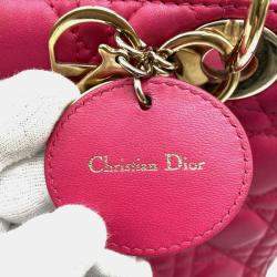 Pre Owned Christian Dior Lady Medium Pink Leather Handbag