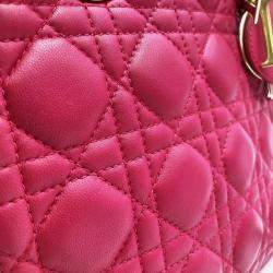 Pre Owned Christian Dior Lady Medium Pink Leather Handbag