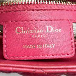 Pre Owned Christian Dior Lady Medium Pink Leather Handbag
