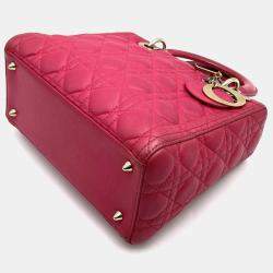 Pre Owned Christian Dior Lady Medium Pink Leather Handbag