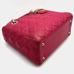 Pre Owned Christian Dior Lady Medium Pink Leather Handbag