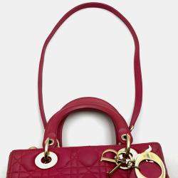 Pre Owned Christian Dior Lady Medium Pink Leather Handbag