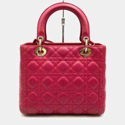 Pre Owned Christian Dior Lady Medium Pink Leather Handbag