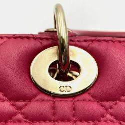 Pre Owned Christian Dior Lady Medium Pink Leather Handbag