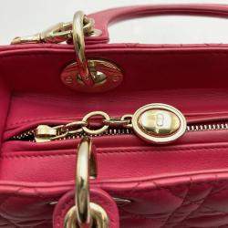 Pre Owned Christian Dior Lady Medium Pink Leather Handbag