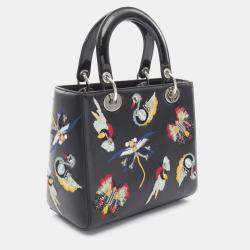 مملوكة مسبقًا Christian Dior Lady Black Calfskin Enamel Leather Handbag
