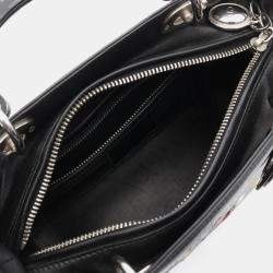 مملوكة مسبقًا Christian Dior Lady Black Calfskin Enamel Leather Handbag