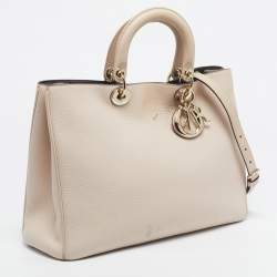 Pre Owned Dior Beige Leather Large Diorissimo Shopper Tote
