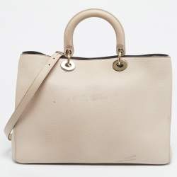 Pre Owned Dior Beige Leather Large Diorissimo Shopper Tote