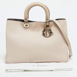 Pre Owned Dior Beige Leather Large Diorissimo Shopper Tote