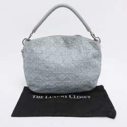 Pre Owned Dior Light Blue Cannage Stitched Leather Lady Dior Hobo