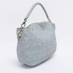 Pre Owned Dior Light Blue Cannage Stitched Leather Lady Dior Hobo