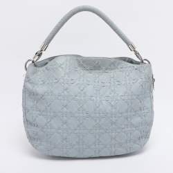 Pre Owned Dior Light Blue Cannage Stitched Leather Lady Dior Hobo
