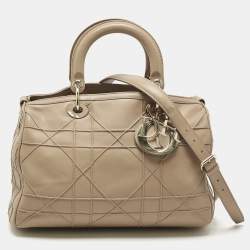 Pre Owned Dior Beige Cannage Leather Granville Polochon Satchel