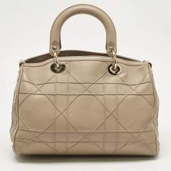 Pre Owned Dior Beige Cannage Leather Granville Polochon Satchel