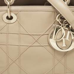 Pre Owned Dior Beige Cannage Leather Granville Polochon Satchel