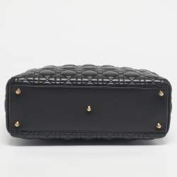Pre Owned Dior Black Cannage Leather Large Lady Dior Tote