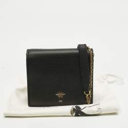Pre Owned Dior Black Leather D Bee Wallet On Chain