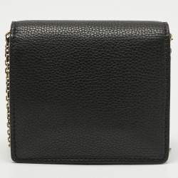 Pre Owned Dior Black Leather D Bee Wallet On Chain