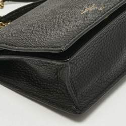 Pre Owned Dior Black Leather D Bee Wallet On Chain