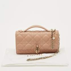Pre Owned Dior Dusty Pink Cannage Leather Mini My Dior Top Handle Bag