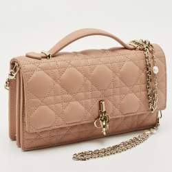 Pre Owned Dior Dusty Pink Cannage Leather Mini My Dior Top Handle Bag