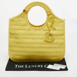 Pre Owned Dior Yellow Woven Effect Leather Diorita Hobo