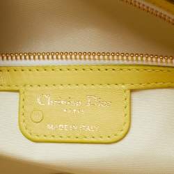Pre Owned Dior Yellow Woven Effect Leather Diorita Hobo