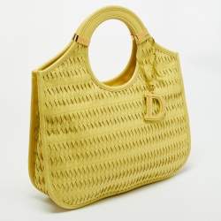 Pre Owned Dior Yellow Woven Effect Leather Diorita Hobo