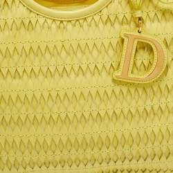 Pre Owned Dior Yellow Woven Effect Leather Diorita Hobo