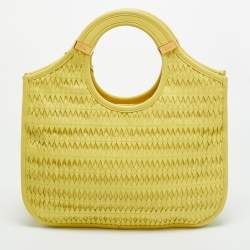 Pre Owned Dior Yellow Woven Effect Leather Diorita Hobo