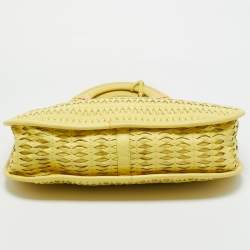 Pre Owned Dior Yellow Woven Effect Leather Diorita Hobo