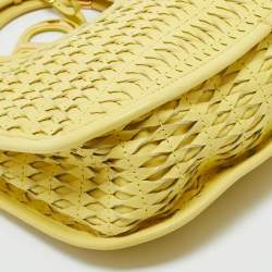 Pre Owned Dior Yellow Woven Effect Leather Diorita Hobo