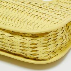 Pre Owned Dior Yellow Woven Effect Leather Diorita Hobo