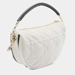 Pre Owned Dior White Medium Lambskin Cannage Dior Vibe Hobo