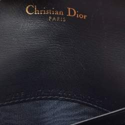 Pre Owned Dior Blue Oblique Canvas Saddle Bloom Card Holder