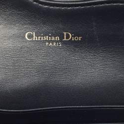Pre Owned Dior Blue Oblique Canvas Saddle Bloom Card Holder