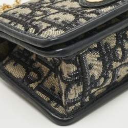 Pre Owned Dior Blue Oblique Canvas 30 Montaigne Chain Pouch