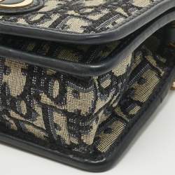 Pre Owned Dior Blue Oblique Canvas 30 Montaigne Chain Pouch
