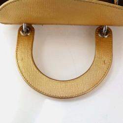 Pre Owned Dior Lady Dior Small Gold Calfskin Handbag