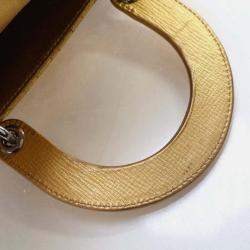 Pre Owned Dior Lady Dior Small Gold Calfskin Handbag