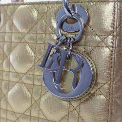 Pre Owned Dior Lady Dior Small Gold Calfskin Handbag