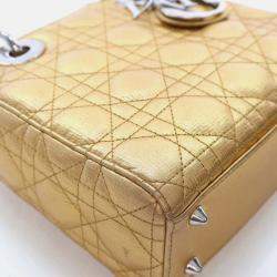 Pre Owned Dior Lady Dior Small Gold Calfskin Handbag