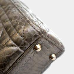 Pre Owned Dior Lady Dior Mini Python Metallic Leather Handbag