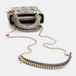 Pre Owned Dior Lady Dior Mini Python Metallic Leather Handbag