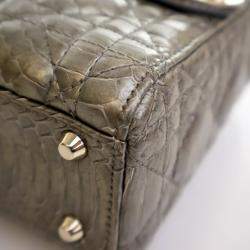 Pre Owned Dior Lady Dior Mini Python Metallic Leather Handbag