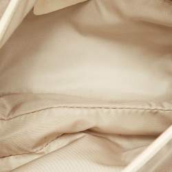 Pre Owned Dior Beige/Cream Fabric and Patent Leather Double Saddle Bag